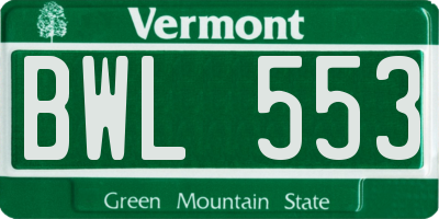 VT license plate BWL553