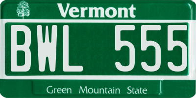 VT license plate BWL555