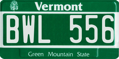 VT license plate BWL556
