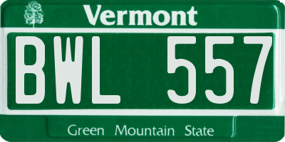 VT license plate BWL557