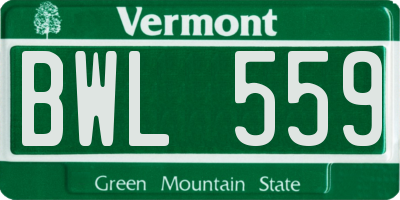 VT license plate BWL559