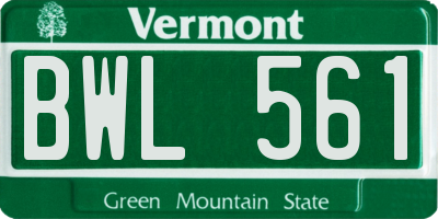 VT license plate BWL561