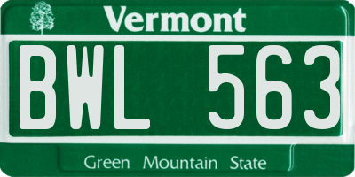 VT license plate BWL563