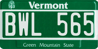 VT license plate BWL565