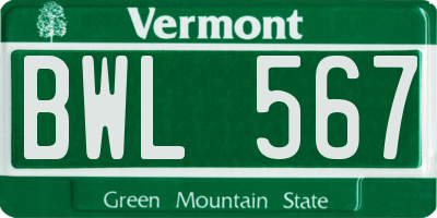 VT license plate BWL567