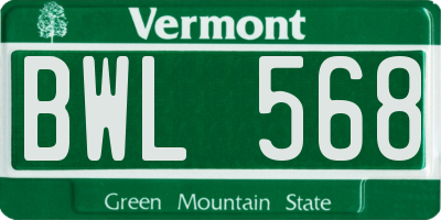 VT license plate BWL568