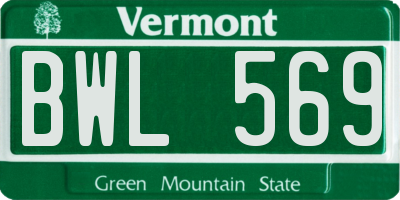 VT license plate BWL569