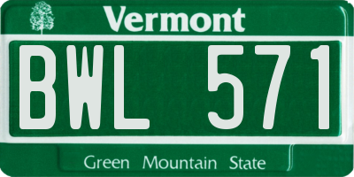 VT license plate BWL571
