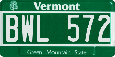 VT license plate BWL572