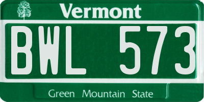 VT license plate BWL573