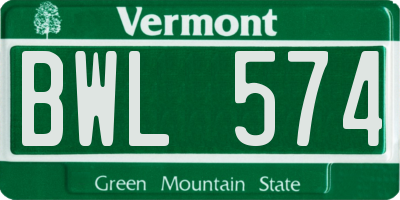 VT license plate BWL574