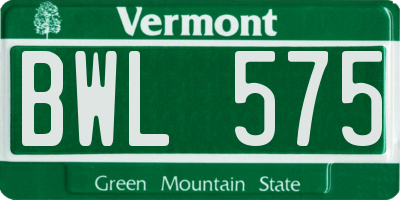 VT license plate BWL575