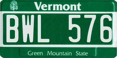 VT license plate BWL576