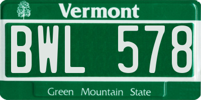 VT license plate BWL578