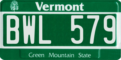 VT license plate BWL579