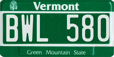 VT license plate BWL580