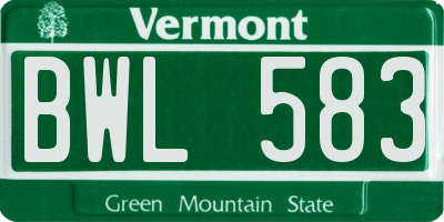 VT license plate BWL583