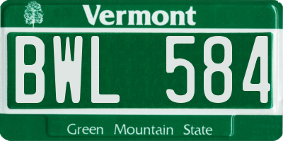 VT license plate BWL584
