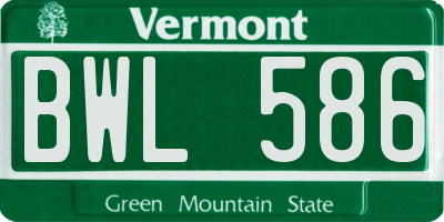 VT license plate BWL586