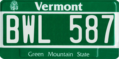 VT license plate BWL587