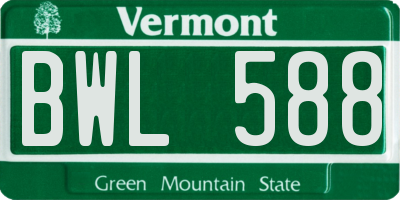 VT license plate BWL588