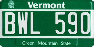 VT license plate BWL590