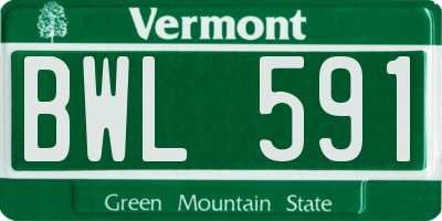 VT license plate BWL591