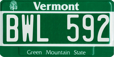 VT license plate BWL592
