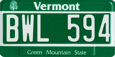 VT license plate BWL594