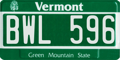 VT license plate BWL596