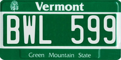 VT license plate BWL599
