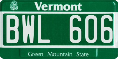 VT license plate BWL606