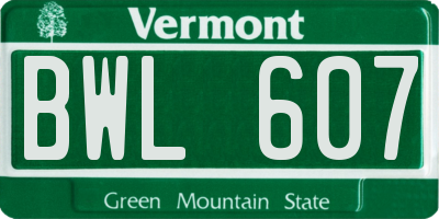 VT license plate BWL607
