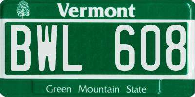VT license plate BWL608