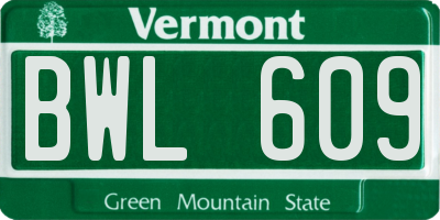 VT license plate BWL609