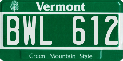 VT license plate BWL612