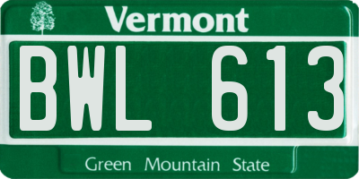VT license plate BWL613