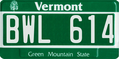 VT license plate BWL614