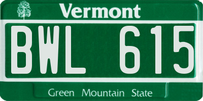 VT license plate BWL615