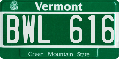 VT license plate BWL616
