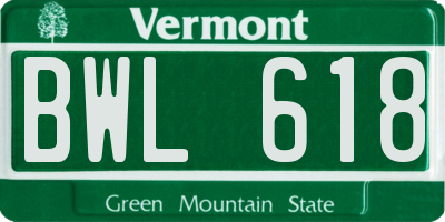 VT license plate BWL618