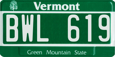 VT license plate BWL619
