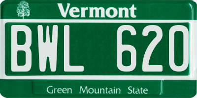 VT license plate BWL620