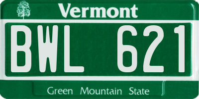 VT license plate BWL621