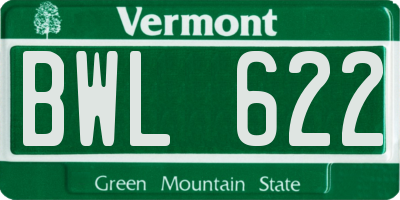VT license plate BWL622