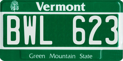 VT license plate BWL623