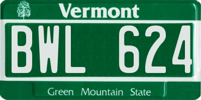 VT license plate BWL624