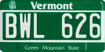VT license plate BWL626