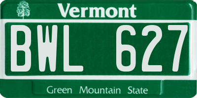 VT license plate BWL627