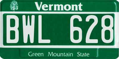 VT license plate BWL628